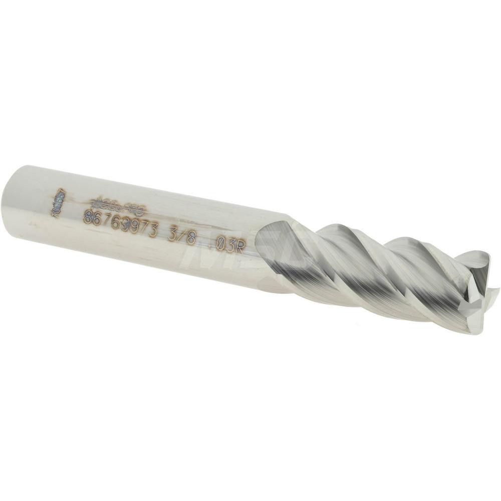 Accupro 86769973 Corner Radius End Mill 3/8" Dia, 7/8" LOC, 0.03" Radius, 4 Flutes, Solid Carbide
