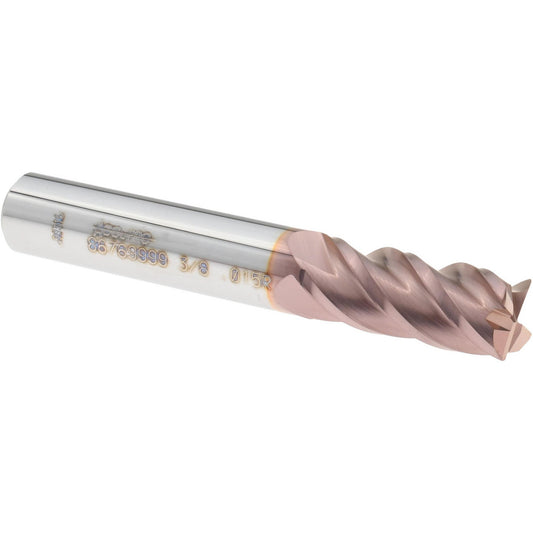 Accupro 86769999 Corner Radius End Mill 3/8" Dia, 7/8" LOC, 0.0150" Radius, 4 Flute, Solid Carbide