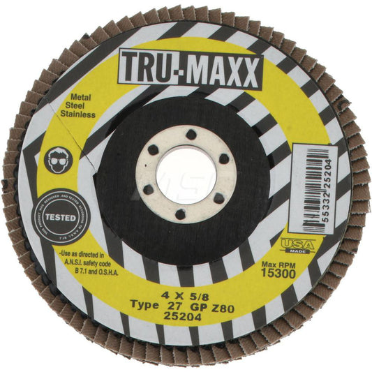 Tru-Maxx 66254443294 Flap Disc 5/8" Hole, 80 Grit, Zirconia Alumina, Type 27