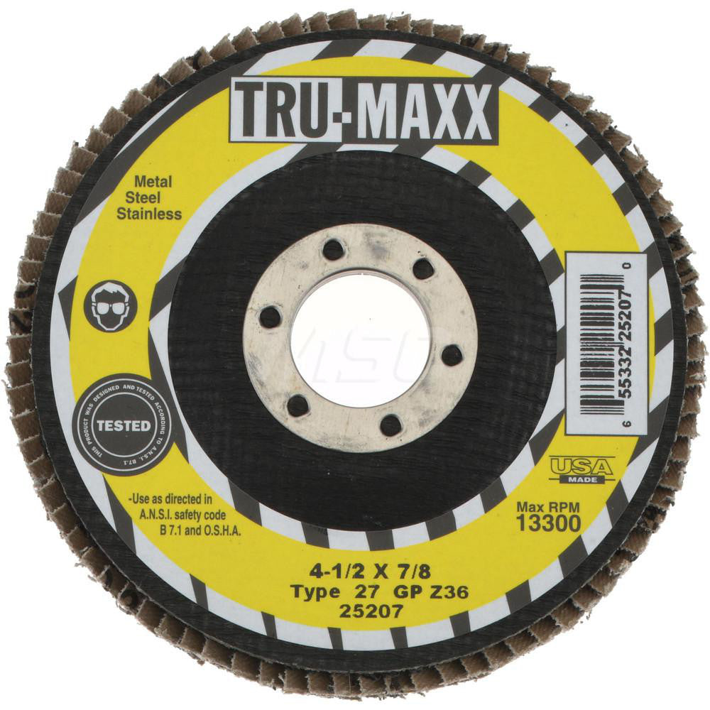 Tru-Maxx 66254443320 Flap Disc 7/8" Hole, 36 Grit, Zirconia Alumina, Type 27