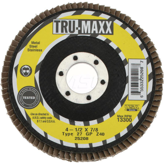 Tru-Maxx 66254443321 Flap Disc 7/8" Hole, 40 Grit, Zirconia Alumina, Type 27