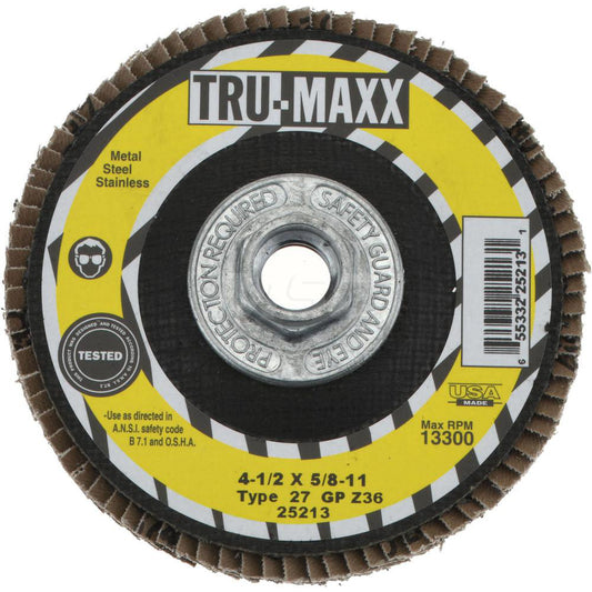 Tru-Maxx 66254443388 Flap Disc 5/8-11 Hole, 36 Grit, Zirconia Alumina, Type 27