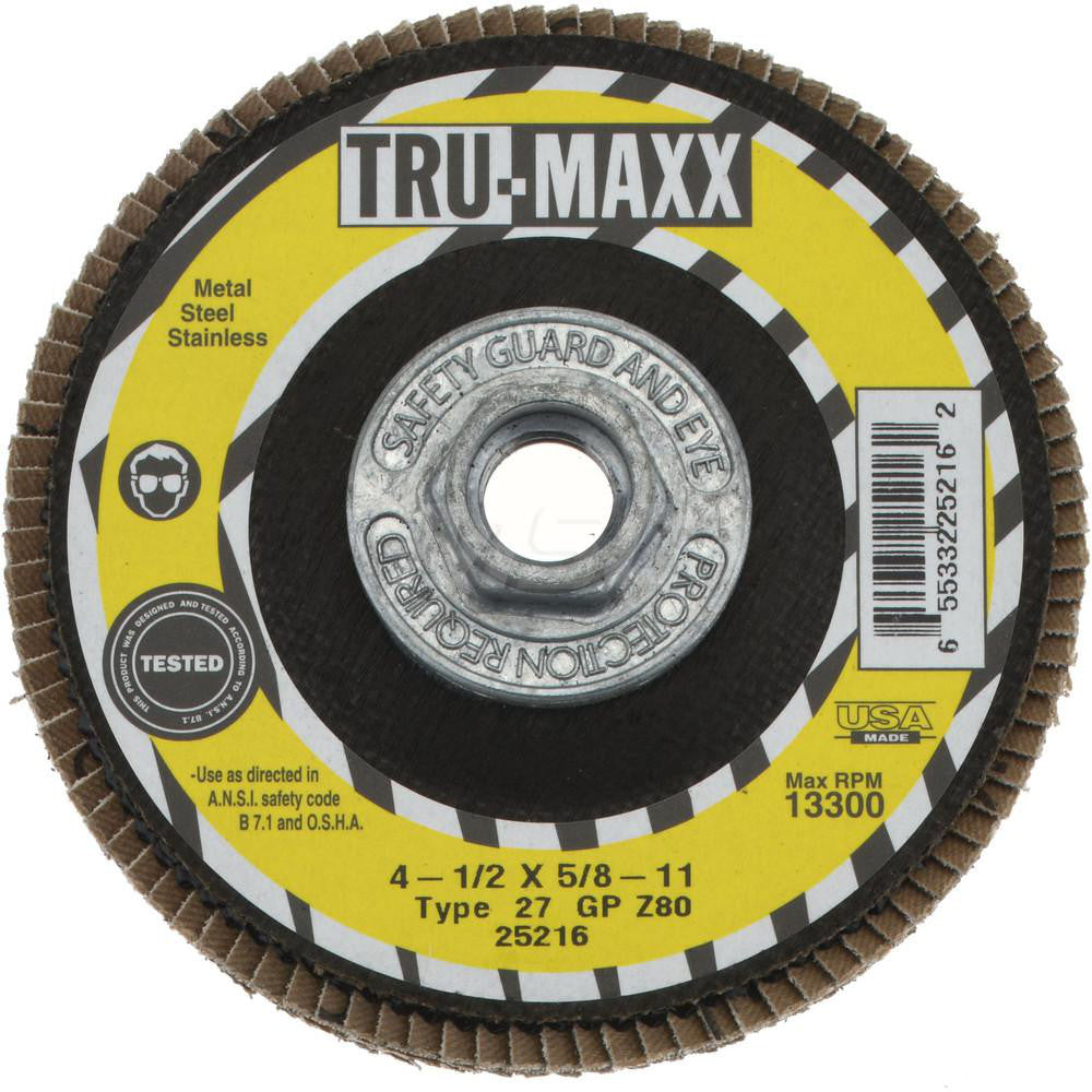 Tru-Maxx 66254443397 Flap Disc 5/8-11 Hole, 80 Grit, Zirconia Alumina, Type 27