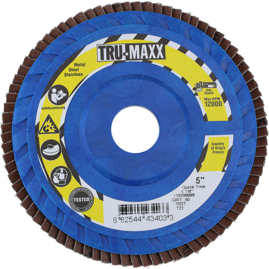 Tru-Maxx 66254443403 Flap Disc 7/8" Hole, 60 Grit, Zirconia Alumina, Type 27