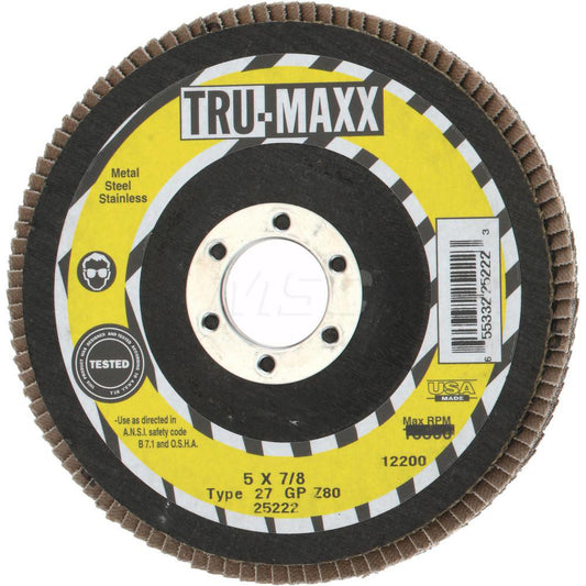 Tru-Maxx 66254443405 Flap Disc 7/8" Hole, 80 Grit, Zirconia Alumina, Type 27