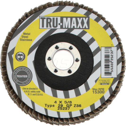 Tru-Maxx 66254443409 Flap Disc 5/8" Hole, 36 Grit, Zirconia Alumina, Type 29