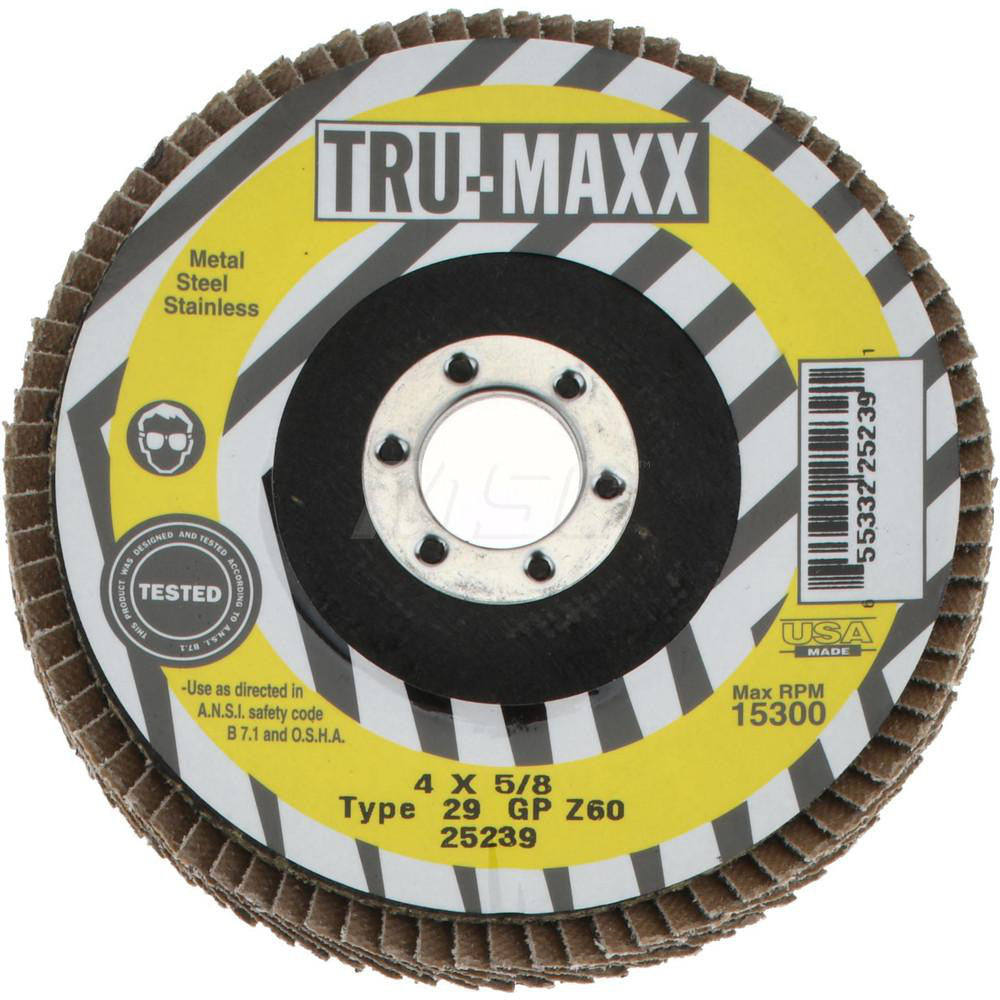 Tru-Maxx 66254443411 Flap Disc 5/8" Hole, 60 Grit, Zirconia Alumina, Type 29