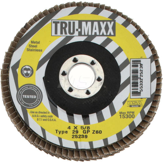 Tru-Maxx 66254443411 Flap Disc 5/8" Hole, 60 Grit, Zirconia Alumina, Type 29