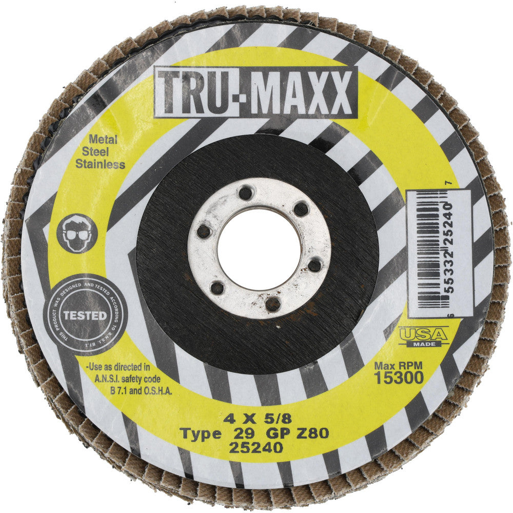 Tru-Maxx 66254443412 Flap Disc 5/8" Hole, 80 Grit, Zirconia Alumina, Type 29