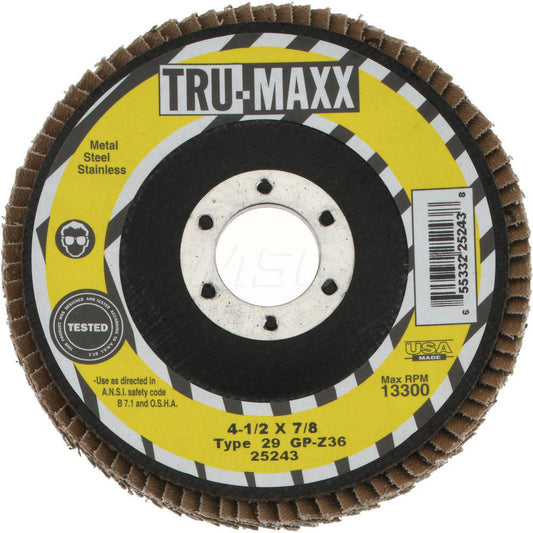 Tru-Maxx 66254443413 Flap Disc 7/8" Hole, 36 Grit, Zirconia Alumina, Type 29