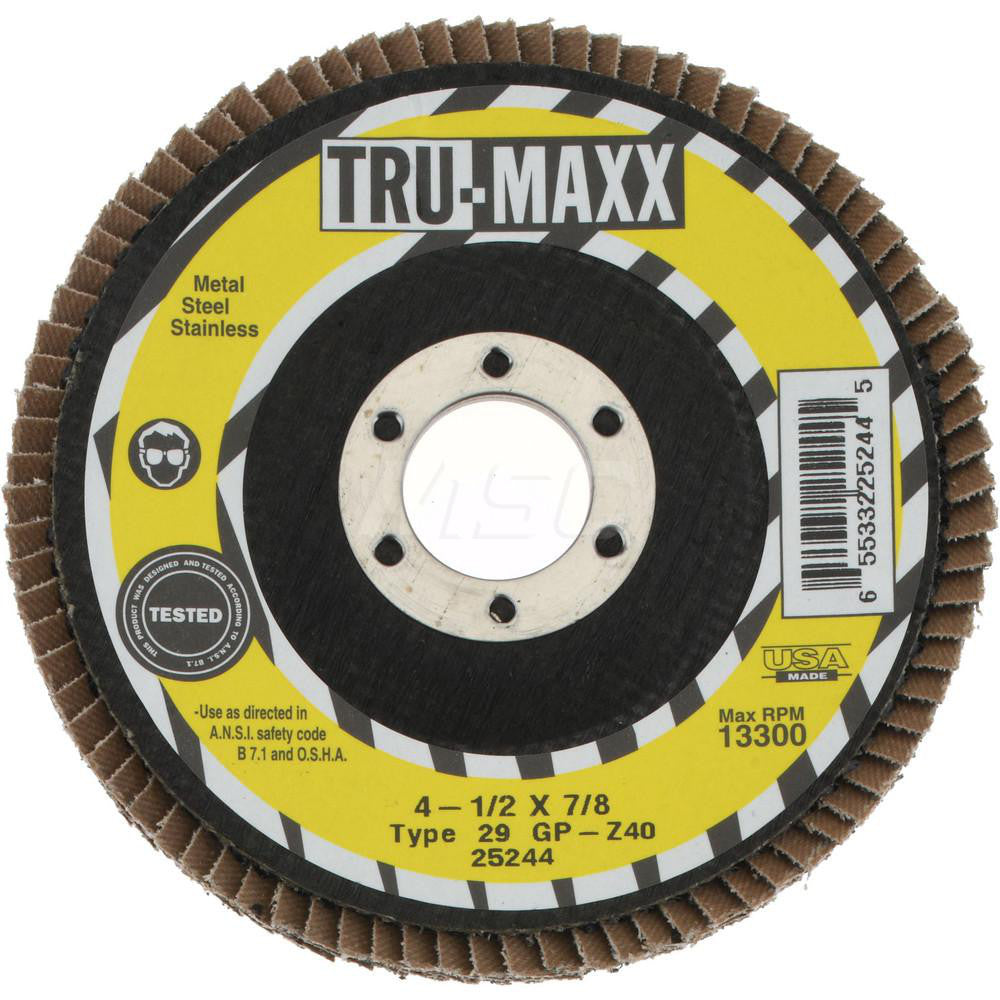 Tru-Maxx 66254443417 Flap Disc 7/8" Hole, 40 Grit, Zirconia Alumina, Type 29
