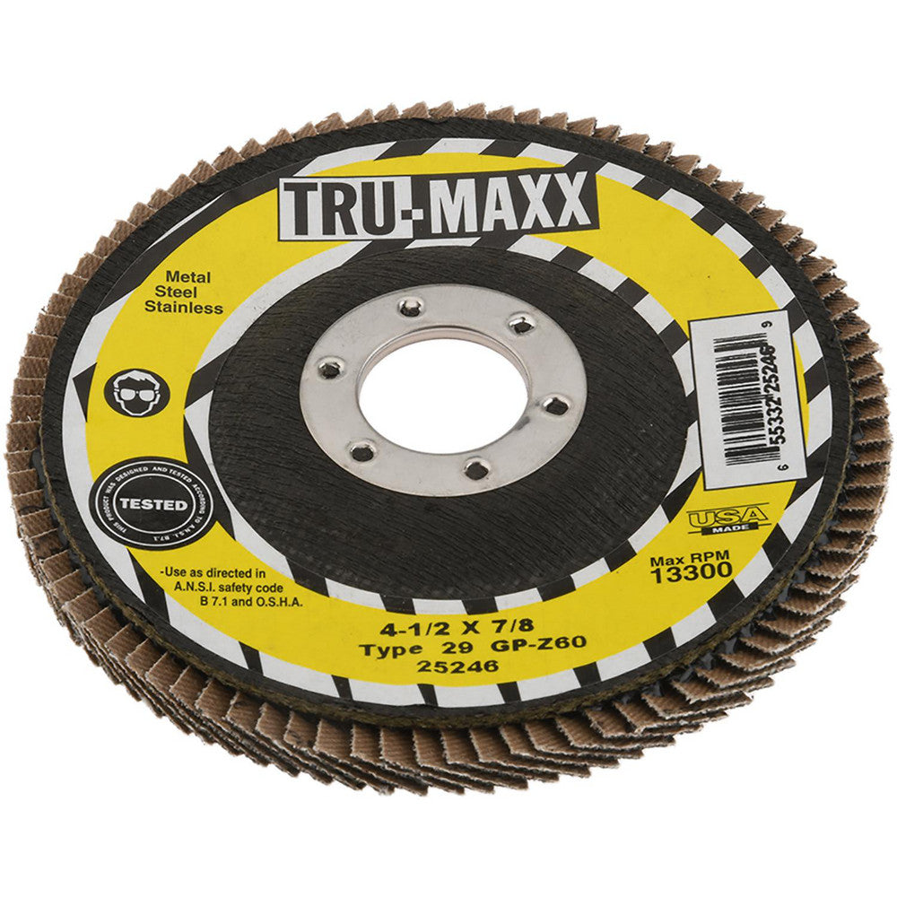 Tru-Maxx 66254443429 Flap Disc 7/8" Hole, 60 Grit, Zirconia Alumina, Type 29