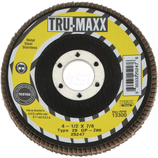 Tru-Maxx 66254443431 Flap Disc 7/8" Hole, 80 Grit, Zirconia Alumina, Type 29
