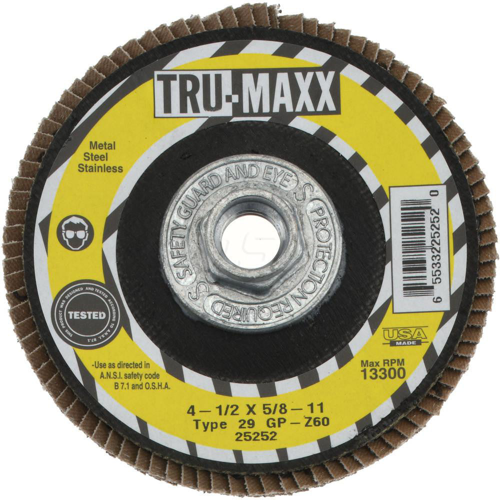 Tru-Maxx 66254443437 Flap Disc 5/8-11 Hole, 60 Grit, Zirconia Alumina, Type 29