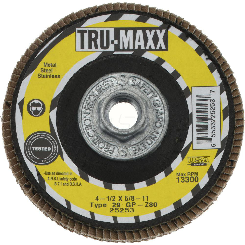 Tru-Maxx 66254443419 Flap Disc 5/8-11 Hole, 80 Grit, Zirconia Alumina, Type 29