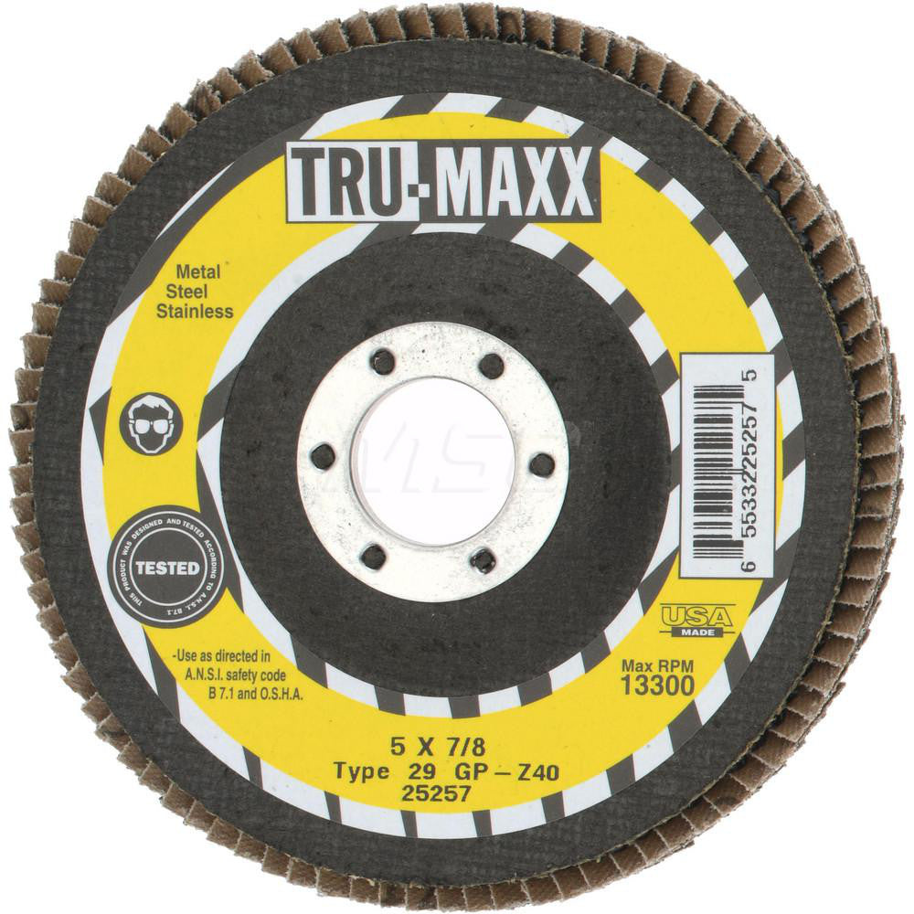 Tru-Maxx 66254443421 Flap Disc 7/8" Hole, 40 Grit, Zirconia Alumina, Type 29
