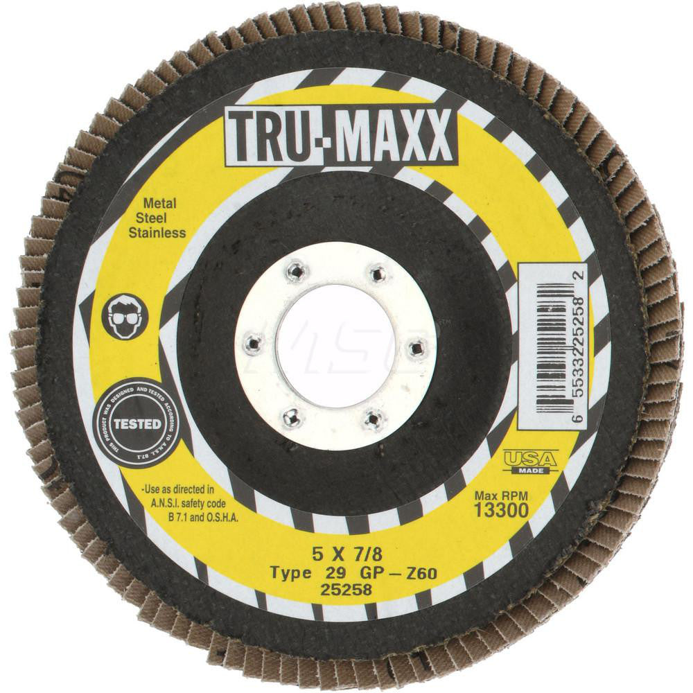 Tru-Maxx 66254443422 Flap Disc 7/8" Hole, 60 Grit, Zirconia Alumina, Type 29
