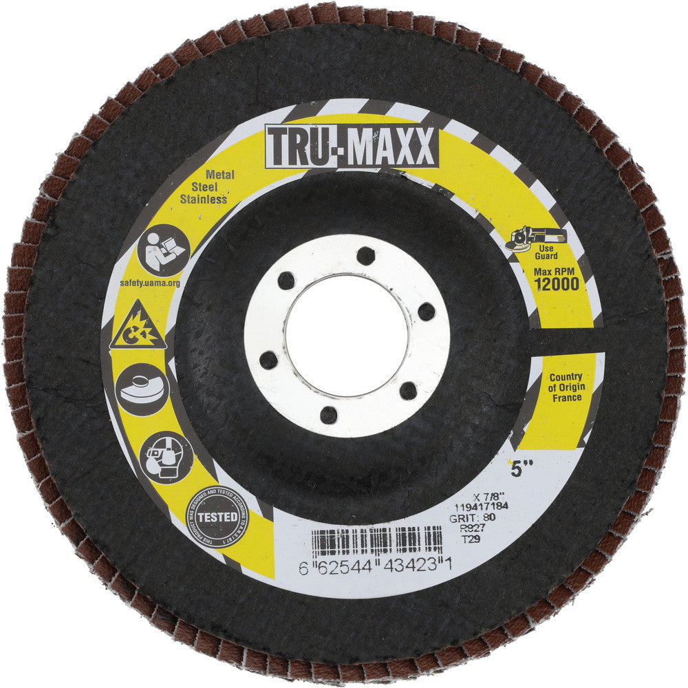 Tru-Maxx 66254443423 Flap Disc 7/8" Hole, 80 Grit, Zirconia Alumina, Type 29