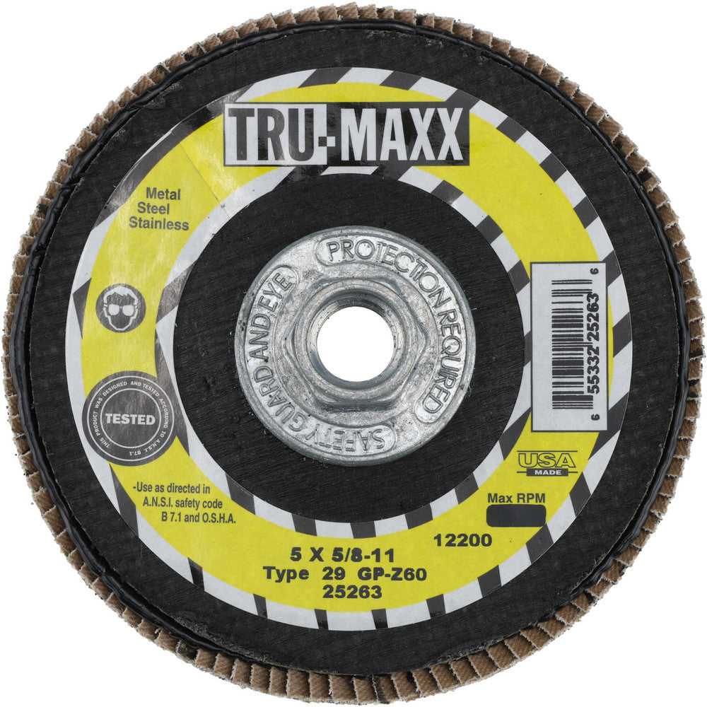Tru-Maxx 66254443426 Flap Disc 5/8-11 Hole, 60 Grit, Zirconia Alumina, Type 29