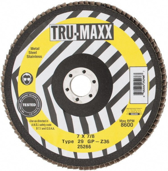 Tru-Maxx 66254443428 Flap Disc 7/8" Hole, 36 Grit, Zirconia Alumina, Type 29