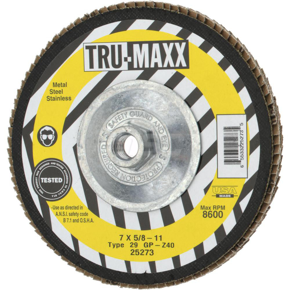 Tru-Maxx 66254443435 Flap Disc 5/8-11 Hole, 40 Grit, Zirconia Alumina, Type 29