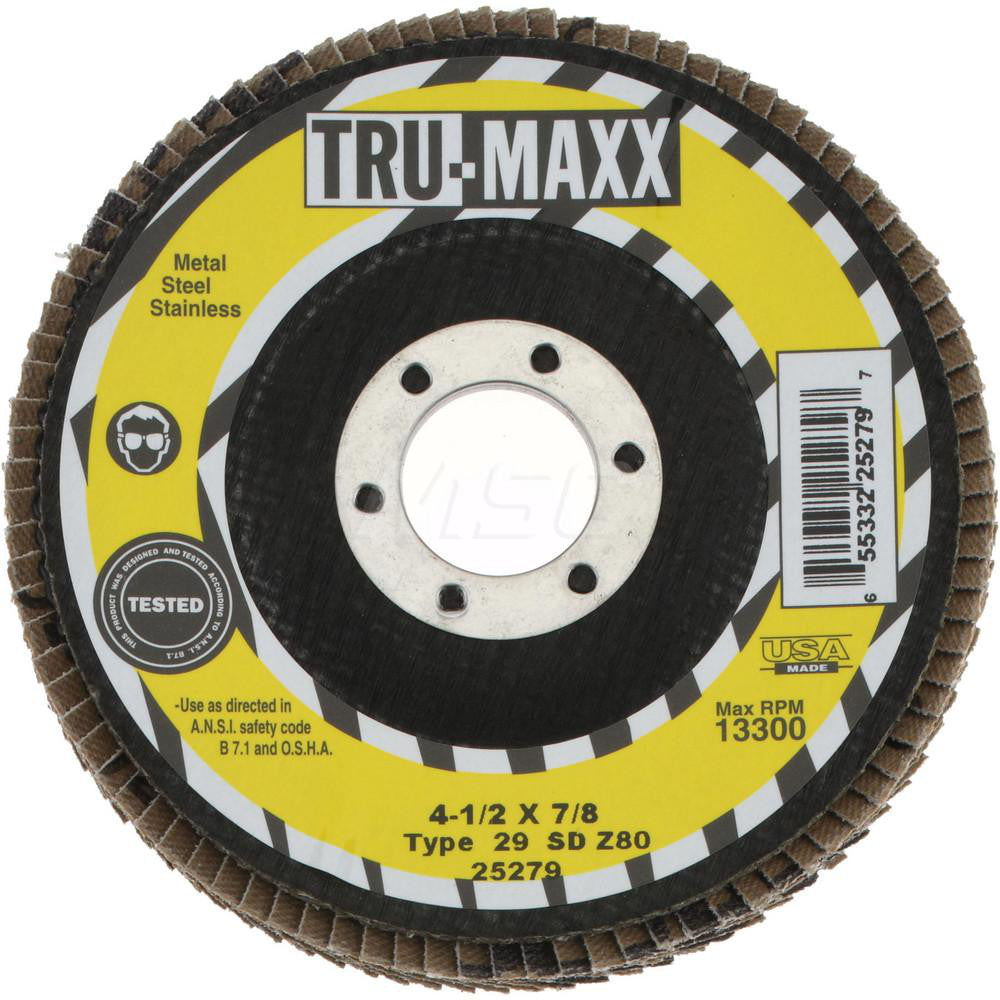 Tru-Maxx 66254443442 Flap Disc 7/8" Hole, 80 Grit, Zirconia Alumina, Type 29