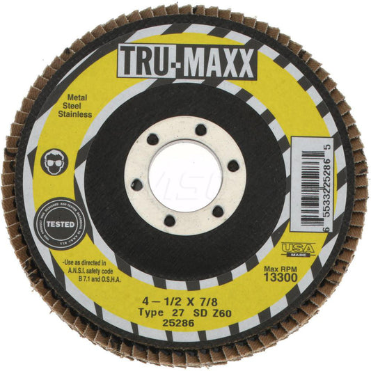 Tru-Maxx 66254443440 Flap Disc 7/8" Hole, 60 Grit, Zirconia Alumina, Type 27