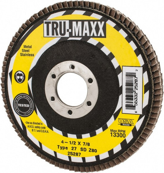 Tru-Maxx 66254443447 Flap Disc 7/8" Hole, 80 Grit, Zirconia Alumina, Type 27