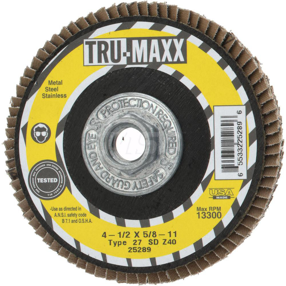 Tru-Maxx 66254443448 Flap Disc 5/8-11 Hole, 40 Grit, Zirconia Alumina, Type 27