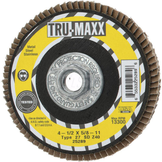 Tru-Maxx 66254443448 Flap Disc 5/8-11 Hole, 40 Grit, Zirconia Alumina, Type 27