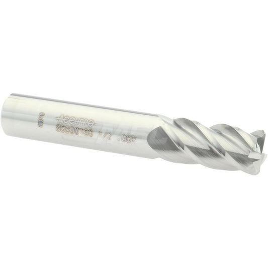 Accupro 86800166 Corner Radius End Mill 1/2" Dia, 1" LOC, 0.06" Radius, 4 Flutes, Solid Carbide