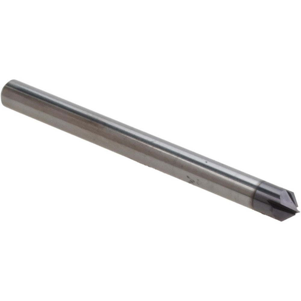 Harvey Tool 744445-C3 Chamfer Mill 1/8" Dia, 1/8" Shank Dia, 90 deg, 4 Flute, Solid Carbide, Single End