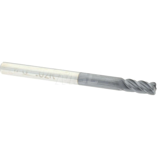 Accupro 86817822 Corner Radius End Mill 1/8" Dia, 1/4" LOC, 0.02" Radius, 4 Flutes, Solid Carbide
