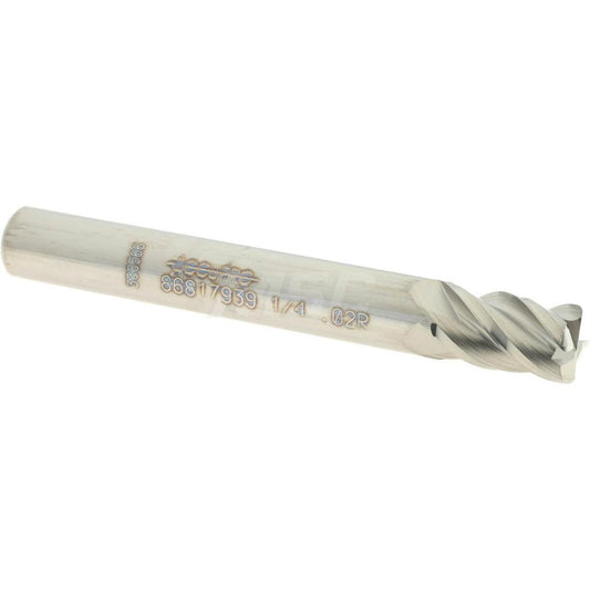 Accupro 86817939 Corner Radius End Mill 1/4" Dia, 3/8" LOC, 0.02" Radius, 4 Flutes, Solid Carbide