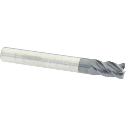 Accupro 86818002 Corner Radius End Mill 1/4" Dia, 3/8" LOC, 0.015" Radius, 4 Flutes, Solid Carbide