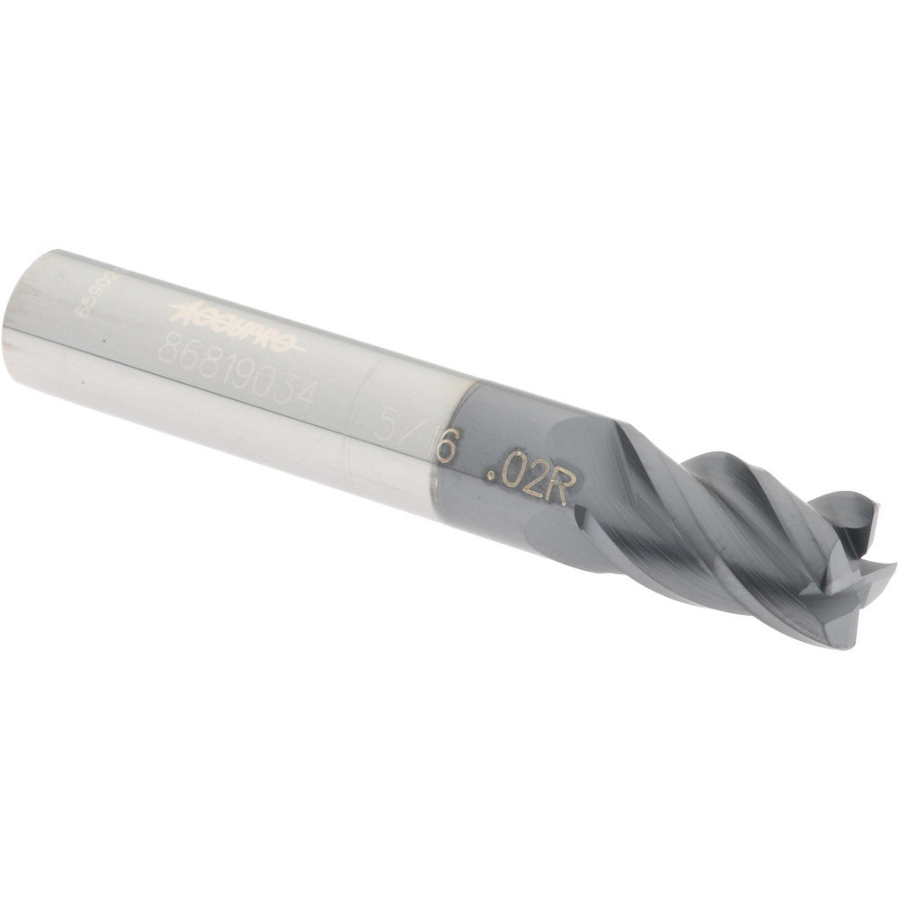 Accupro 86819034 Corner Radius End Mill 5/16" Dia, 1/2" LOC, 0.02" Radius, 4 Flutes, Solid Carbide