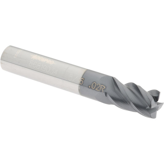Accupro 86819034 Corner Radius End Mill 5/16" Dia, 1/2" LOC, 0.02" Radius, 4 Flutes, Solid Carbide