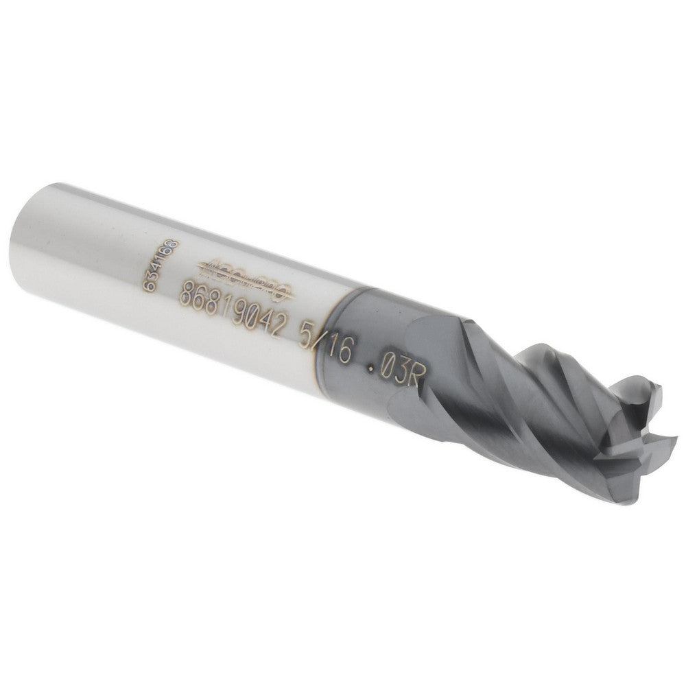 Accupro 86819042 Corner Radius End Mill 5/16" Dia, 1/2" LOC, 0.03" Radius, 4 Flutes, Solid Carbide