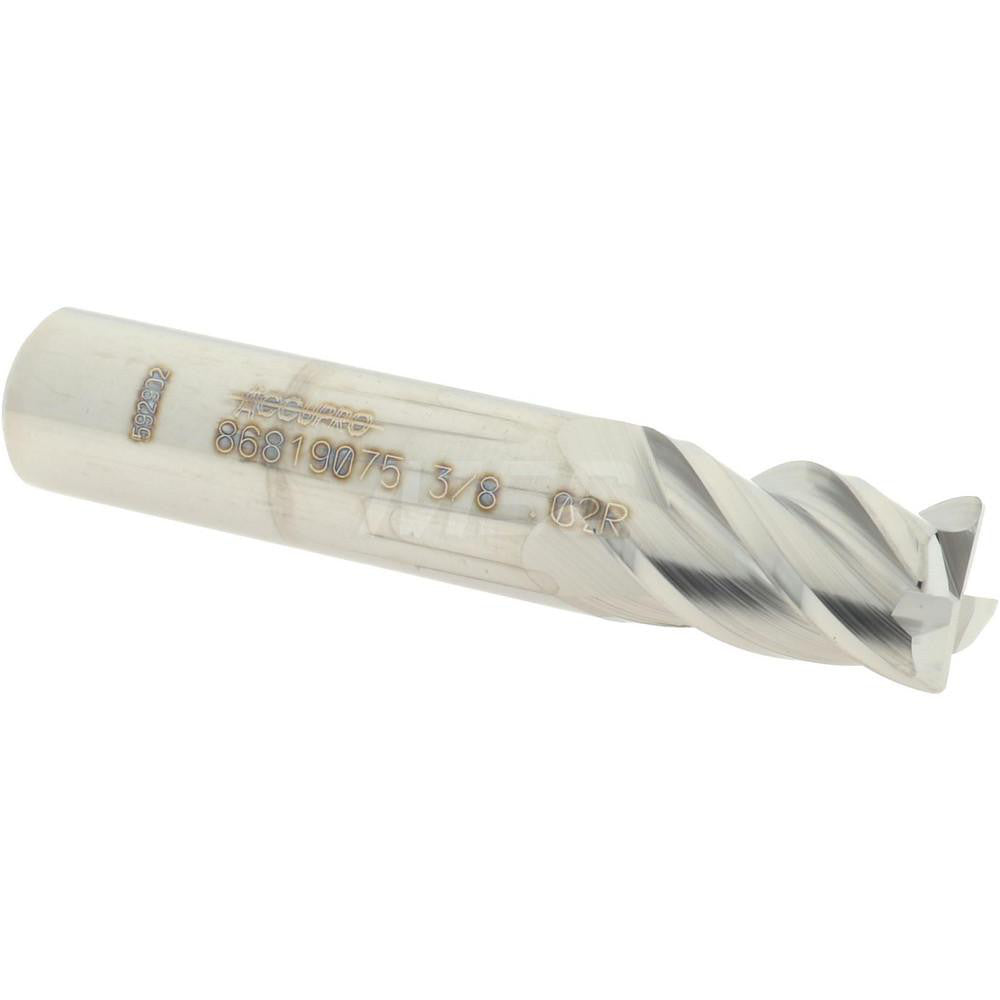 Accupro 86819075 Corner Radius End Mill 3/8" Dia, 5/8" LOC, 0.02" Radius, 4 Flutes, Solid Carbide