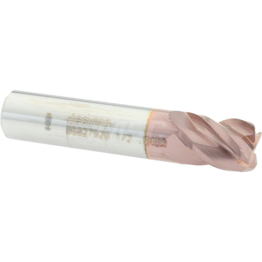 Accupro 86827920 Corner Radius End Mill 1/2" Dia, 5/8" LOC, 0.045" Radius, 4 Flutes, Solid Carbide