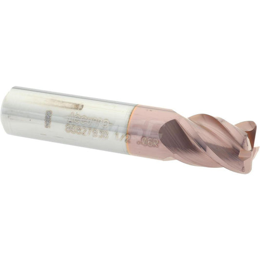 Accupro 86827938 Corner Radius End Mill 1/2" Dia, 5/8" LOC, 0.06" Radius, 4 Flutes, Solid Carbide