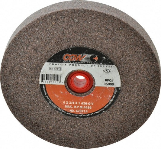 CGW Abrasives 38007 Bench & Pedestal Grinding Wheel 6" Dia, 3/4" Thick, 1" Hole Dia, Aluminum Oxide