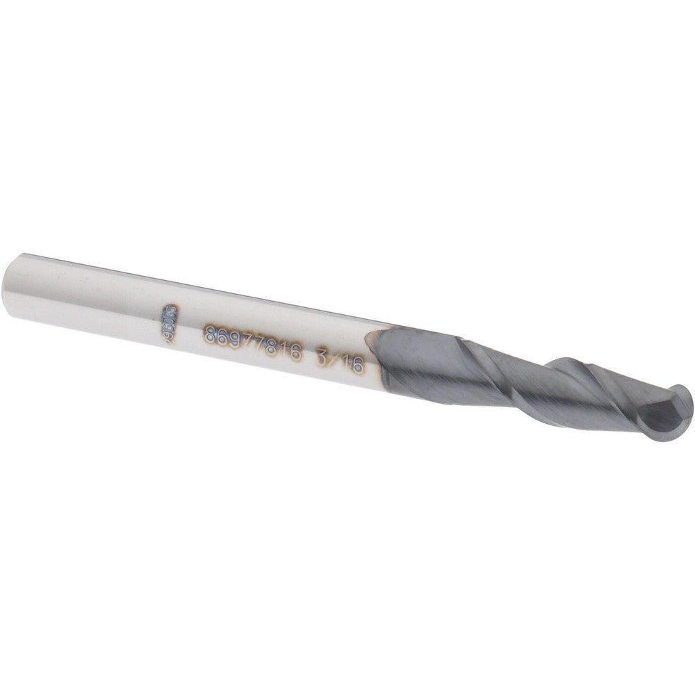 Accupro 86977816 Ball End Mill 0.1875" Dia, 0.625" LOC, 2 Flute, Solid Carbide