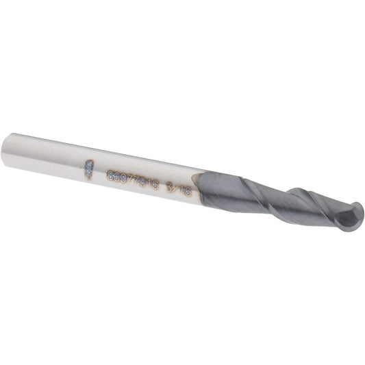 Accupro 86977816 Ball End Mill 0.1875" Dia, 0.625" LOC, 2 Flute, Solid Carbide