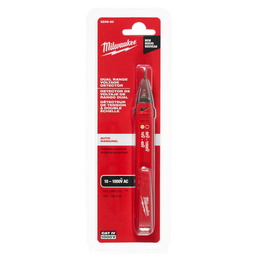 Milwaukee Tool 2208-20 Circuit Continuity & Voltage Testers Tester Type Voltage Tester  Minimum Voltage 10 VAC  Maximum Voltage 1000V AC  Display Type Light Indicator  Audible Alert Yes  Power Supply AAA Battery