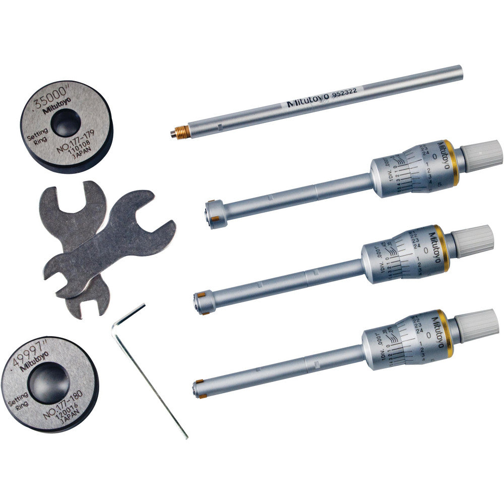 Mitutoyo 368-916 Mechanical Inside Micrometer Set 0.2750 to 0.5000" Range, Titanium Nitride Finish