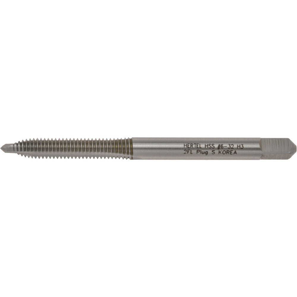 Hertel K907051020 Spiral Point STI Tap #6-32 UNC, 2 Flutes, Plug, High Speed Steel, Bright/Uncoated
