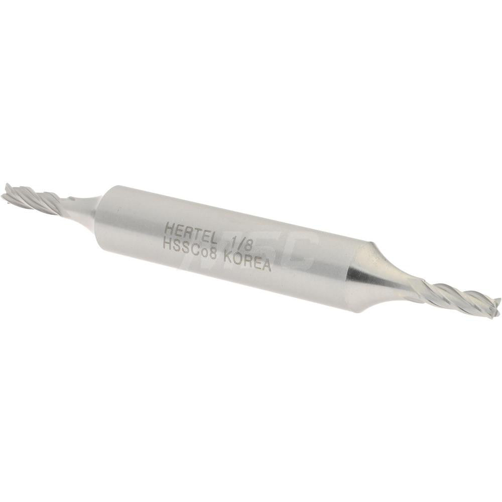 Hertel E2053008 Square End Mill 1/8'' Dia, 3/8'' LOC, 3/8'' Shank Dia, 3-1/16'' OAL, 4 Flutes, Cobalt