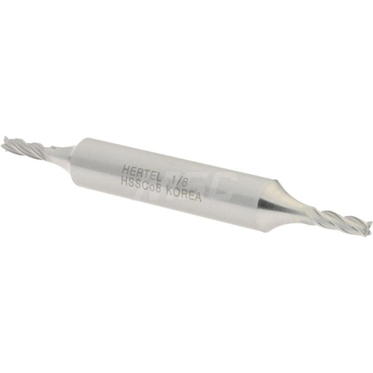 Hertel E2053008 Square End Mill 1/8'' Dia, 3/8'' LOC, 3/8'' Shank Dia, 3-1/16'' OAL, 4 Flutes, Cobalt