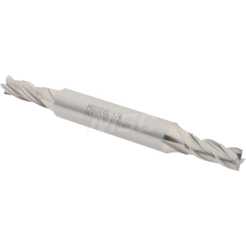 Hertel E2053016 Square End Mill 1/4'' Dia, 5/8'' LOC, 3/8'' Shank Dia, 3-3/8'' OAL, 4 Flutes, Cobalt